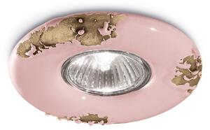 FerroLuce Faretto da incasso rotondo con struttura in ceramica in stile industrial Vintage Ceramica Cipria GU10 40W 1 Lampadina