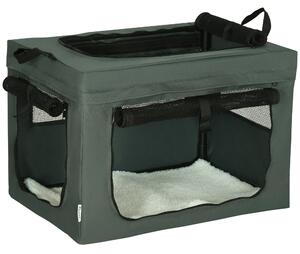 PawHut Trasportino per Cani Mini e Gatti con Cuscino, Sacca di Trasporto e Porte a Rete, 60x42x42 cm, Grigio | Aosom Italy