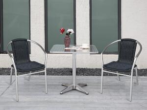 Sala da pranzo da giardino in Alluminio e Resina intrecciata: 1 tavolo quadrato e 2 poltrone Nero - FIZZ