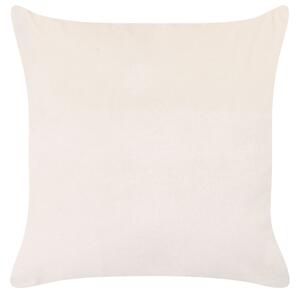 Set di 2 cuscini sparsi in velluto beige e rosa 45 x 45 cm Cuscino da lancio Motivo floreale rimovibile con imbottitura Beliani