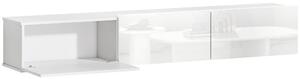 Mobile Porta TV fino a 82" Sospeso con 3 Armadietti a Ribalta e Ante Soft Close Bianco Lucido