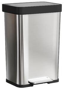 HOMCOM Bidone da 60 L con pedale, in acciaio inossidabile con coperchio a chiusura morbida, Argento | Aosom Italy