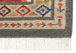 Tappeto in lana multicolore 200 x 300 cm Tappeto Kilim tessuto a mano Design orientale rustico Beliani
