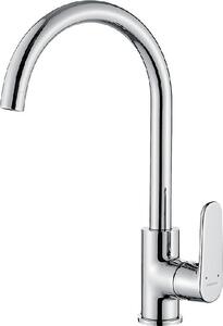 Miscelatore per lavabo a U con bocca d'erogazione argentata Dima