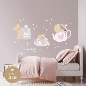 Adesivi murali Tea Time Beige/Rosa - Adesivi Murali per Bambini