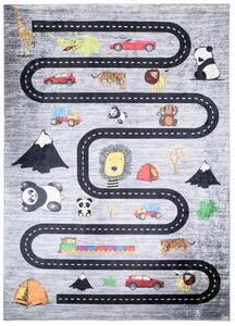 Tappeto per bambini con motivo di strade, auto e animali Larghezza: 120 cm | Lunghezza: 170 cm