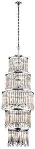 Kichler Lampadario gigante rotondo a 18 luci moderno in acciaio e pendenti in cristallo Piper Acciaio Inox,Cristallo Cromato E14 60W 18 Lampadine