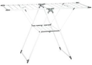 HOMCOM Stendibiancheria a 2 Livelli Regolabile su 4 Altezze, in Metallo e Plastica, 156.5x61.5x97 cm, Bianco | Aosom Italy
