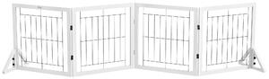 PawHut Cancellino per Cani Pieghevole con 4 Pannelli e Piedini Triangolari, 280x70 cm, Bianco | Aosom Italy