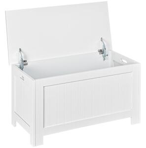 HOMCOM Panca Contenitore Multiuso in Legno MDF, 2 Maniglie e Apertura con Blocco di Sicurezza, 81x40x46cm, Bianco|Aosom