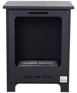 Homcom Camino a Bioetanolo Efficiente 1.5L in Acciaio Senza Canna Fumaria, fino a 0.9 L e a 3 ore , 40 x 30 x 50 cm, Nero | Aosom Italy