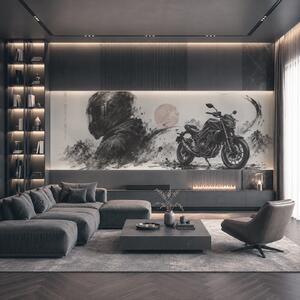 Carta da parati Motocicletta con una maschera nera, Carta da parati lastrazione, Carta da parati popolare, t00934 - Tapeko.it