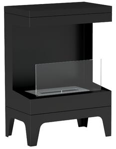 HOMCOM Camino a Bioetanolo Autoportante con Bruciatore da 0.9L e Durata 3.3 Ore, 38x22x54 cm, Nero