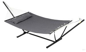 Outsunny Amaca da Giardino Portatile con Cuscino Integrato, in Cotone, Poliestere e Acciaio, 368x93x110 cm, Grigio Scuro