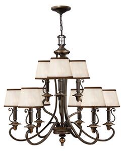 Hinkley Lampadario rustico grande struttura in acciaio e diffusori in organza a 9 luci Plymouth Acciaio Inox,Tessuto Bronzo E14 60W 9 Lampadine