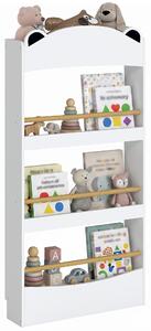 AIYAPLAY Libreria Montessoriana per Bambini 3-8 Anni a Forma di Orso con 4 Ripiani in Legno, 50x15x97 cm, Bianco | Aosom Italy