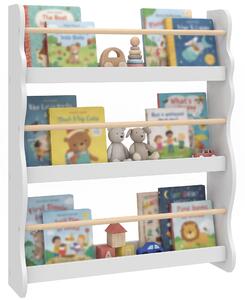 AIYAPLAY Libreria Montessoriana per Bambini 3-8 Anni a 3 Ripiani, 60x15x73 cm, per Cameretta, Bianco | Aosom Italy