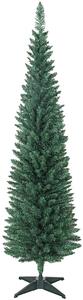 Albero di Natale Artificiale Slim 48x48x180 cm con 321 Rami a Forma di Abete e Base in Plastica Verde