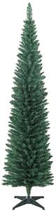Albero di Natale Artificiale Slim 55x55x210 cm con 401 Rami a Forma di Abete e Base in Plastica Verde