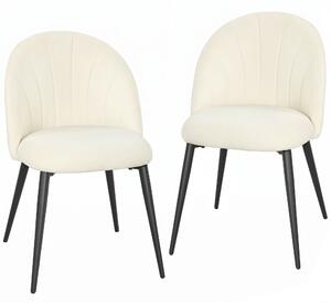 HOMCOM Set di 2 Sedie Sala da Pranzo con Schienale a Conchiglia e Gambe in Metallo, in Velluto, Crema | Aosom Italy