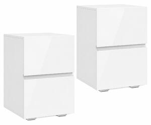 HOMCOM Set di 2 Comodini da Camera da Letto con 2 Cassetti, Capacità 30 kg, 40x40x58 cm, Bianco | Aosom Italy
