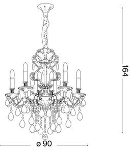 Ideal Lux - Lampadario di cristallo a sospensione con catena GIOCONDA 12xE14/40W/230V diametro 90 cm oro