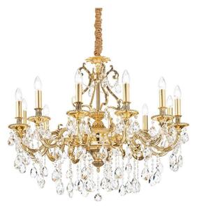 Ideal Lux - Lampadario di cristallo a sospensione con catena GIOCONDA 12xE14/40W/230V diametro 90 cm oro