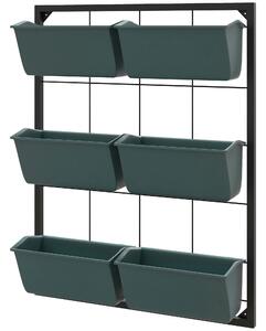 Outsunny Set di 6 Vasi Giardino su 3 Livelli, Orto Verticale in Acciaio e Plastica, 52x14x66cm, Verde Scuro|Aosom