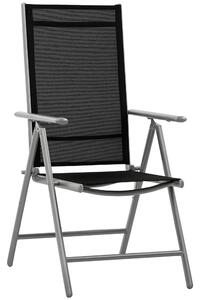 Outsunny Sedia da Giardino Pieghevole Nero in Alluminio e Texteline, Schienale Regolabile a 7 Livelli, 65x55x85-105cm, Confort|Aosom