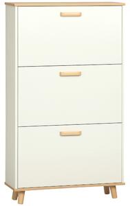 HOMCOM Mobile Scarpiera Salvaspazio in Truciolato con 3 Cassetti e 2 Ripiani Interni Regolabili, 70x23.5x122 cm, Bianco