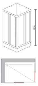 Box doccia rettangolare scorrevole Aqva 80 x 90 cm, H 180 cm in acrilico, spessore 1.5 mm piumato bianco