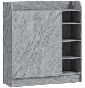 HOMCOM Scarpiera Moderna in Legno con 4 Ripiani Aperti e Armadietto per 12 Paia, 83x30x90 cm, Grigio Cemento | Aosom Italy