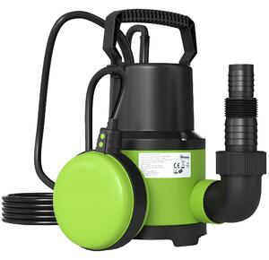 Outsunny Pompa Acqua Sporca/Pulita 400W, 9.000L/h, Pompa Sommersa Acque Sporche 7m Profondità Max, Gestisce Particelle fino a 15mm, Interruttore a Galleggiante, Verde | Aosom Italy