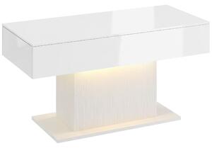 HOMCOM Tavolino Moderno LED con Spazio Contenitivo, Finitura Lucida, 2 Cassetti e Telecomando, Bianco | Aosom Italy