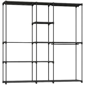 HOMCOM Armadio Guardaroba in Tessuto con 8 Ripiani e 3 Aste per Appendere, 182x43x185 cm, Nero | Aosom Italy