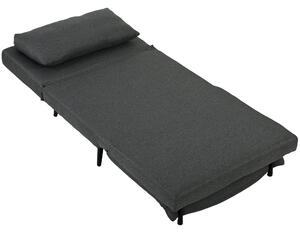 HOMCOM Poltrona Letto 3-in-1 Pieghevole Effetto Lino con Schienale Regolabile, Molle a S e Gambe in Metallo, Grigio Scuro | Aosom Italy