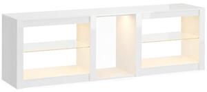 HOMCOM Mobile TV Moderno con Illuminazione RGB-LED e Ripiani in Vetro Regolabili, per TV fino a 75 Pollici, Bianco | Aosom Italy