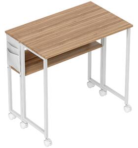 HOMCOM Scrivania Pieghevole con Ripiano Aperto, Trasformabile in Tavolino Laterale, 80x50x75 cm, Legno Naturale | Aosom Italy