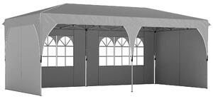 Outsunny Gazebo Pieghevole 3x6 m con Pareti e Altezza Regolabile, Protezione UV 50+, Grigio Chiaro | Aosom Italy