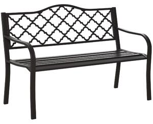 Outsunny Panca 3 Posti da Giardino e Terrazza, Stile Country Chic, in Metallo Epossidico Anticorrosione e Ghisa, 128x60x89 cm, Marrone | Aosom Italy