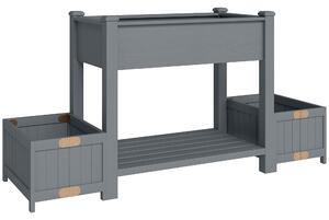 Outsunny Letto per Orto Rialzato Fioriera con Ripiano, 149x46x76cm, Grigio | Aosom Italy