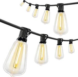 HOMCOM Catena Luminosa da Esterno con 50 Luci LED IP44, in PET e Plastica, 1800x3.8x9 cm, Nero e Trasparente | Aosom Italy