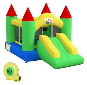 HOMCOM Castello Gonfiabile con Scivolo e Rete di Sicurezza, fino a 100 kg per Bambini 3-10 anni, 300x180x160 cm, Multicolore | Aosom Italy