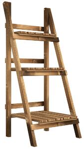 Outsunny Portapiante Pieghevole Portavasi in Legno di Abete con 3 Livelli Scaffale da Esterno per Piante Portafiori 40x37x93cm|Aosom