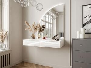 Toeletta sospesa con specchio con LED 2 cassetti Bianco lucido JINEZA