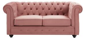 Divano 2 posti in Velluto Rosa pastello - CHESTERFIELD