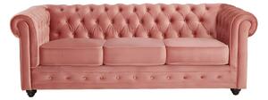 Divano CHESTERFIELD 3 posti in velluto Rosa cipria