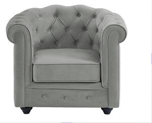 Poltrona CHESTERFIELD in velluto Grigio