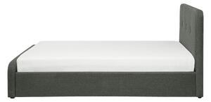 Letto a doghe Tessuto in poliestere grigio scuro Gambe in legno imbottite Pouf contenitore 140 x 200 cm matrimoniale Design moderno Beliani