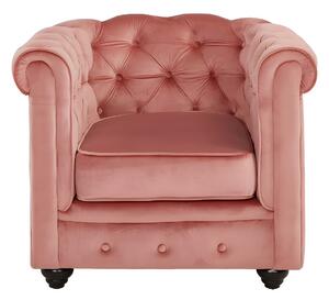 Poltrona CHESTERFIELD in velluto Rosa cipria
